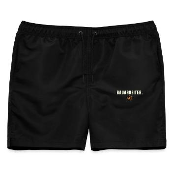 BAUARBEITER. Minimalist Job Success Edition - Männer Badeshorts - Schwarz - Vorne - AI Model Male 178 light (178cm)