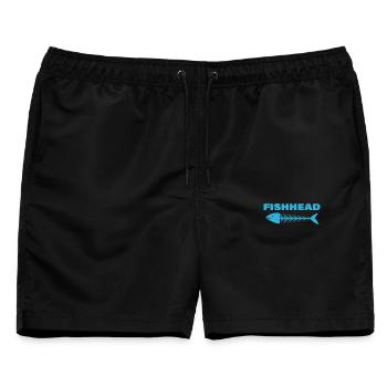 FISHHEAD - Männer Badeshorts - Schwarz - Vorne - AI Model Male 178 light (178cm)