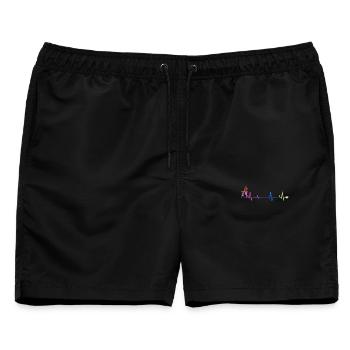 Regenbogen Puls Silhouette - Männer Badeshorts - Schwarz - Vorne - AI Model Male 178 light (178cm)