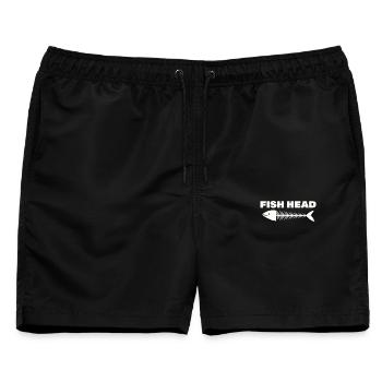 FISH HEAD - Männer Badeshorts - Schwarz - Vorne - AI Model Male 178 light (178cm)