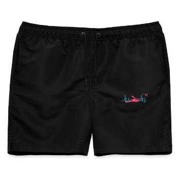 Hubschrauber Herzschlag Ekg Pilot - Männer Badeshorts - Schwarz - Vorne - AI Model Male 178 light (178cm)
