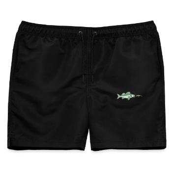 Zander jagt Kunstköder - Männer Badeshorts - Schwarz - Vorne - AI Model Male 178 light (178cm)