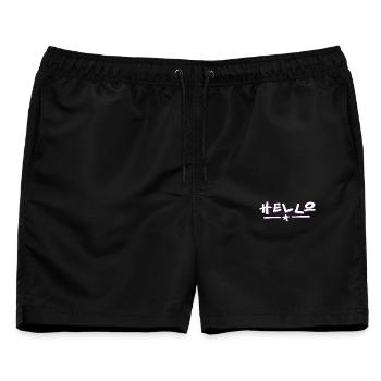  Hello Schriftzug mit Farbverlauf - Männer Badeshorts - Schwarz - Vorne - AI Model Male 178 light (178cm)