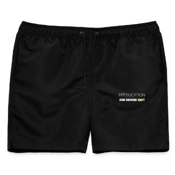 Meine neue Sportrehabilitation. Sport Humor - Männer Badeshorts - Schwarz - Vorne - AI Model Male 178 light (178cm)