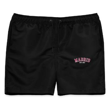 Madrid gegründet 1976 - Männer Badeshorts - Schwarz - Vorne - AI Model Male 178 light (178cm)