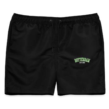 Rotterdam gegründet 1996 - Männer Badeshorts - Schwarz - Vorne - AI Model Male 178 light (178cm)