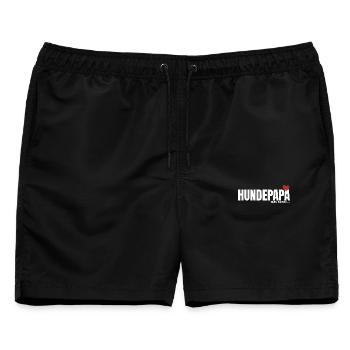 HundePapa Herzmotiv - Männer Badeshorts - Schwarz - Vorne - AI Model Male 178 light (178cm)