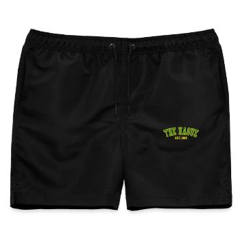 Den Haag gegründet 1966 - Männer Badeshorts - Schwarz - Vorne - AI Model Male 178 light (178cm)