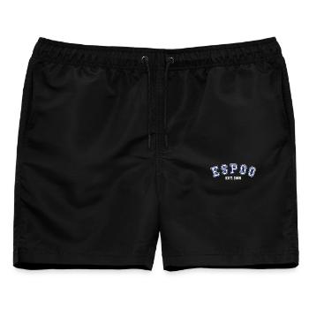 Espoo gegründet 1966 - Männer Badeshorts - Schwarz - Vorne - AI Model Male 178 light (178cm)