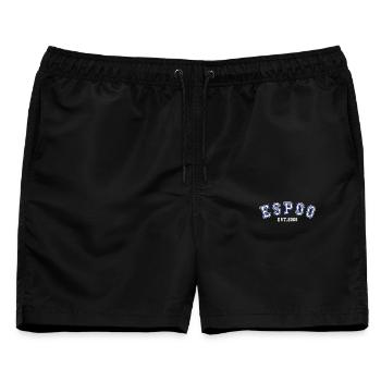 Espoo gegründet 2006 - Männer Badeshorts - Schwarz - Vorne - AI Model Male 178 light (178cm)