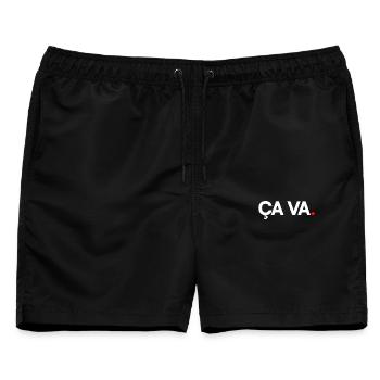 DAS IST IN ORDNUNG | Minimalistischer humoristischer Ausdruck - Männer Badeshorts - Schwarz - Vorne - AI Model Male 178 light (178cm)