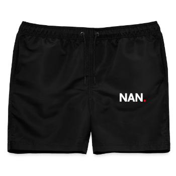 NAN. | Minimalistischer humoristischer Ausdruck - Männer Badeshorts - Schwarz - Vorne - AI Model Male 178 light (178cm)
