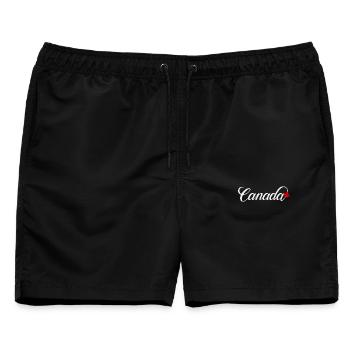 Canada Script mit Ahornblatt - Männer Badeshorts - Schwarz - Vorne - AI Model Male 178 light (178cm)