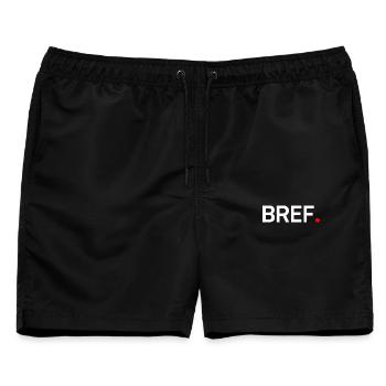 Kurz gesagt, moderner, minimalistischer Humor - Männer Badeshorts - Schwarz - Vorne - AI Model Male 178 light (178cm)