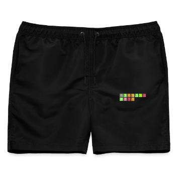 shirt_intelligenzbestie_pixel - Männer Badeshorts - Schwarz - Vorne - AI Model Male 178 light (178cm)