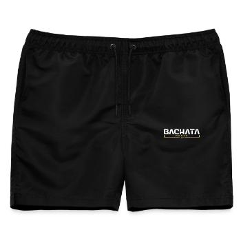 Bachata Dance Logo Weißgold – Lateinamerikanischer Tanz - Männer Badeshorts - Schwarz - Vorne - AI Model Male 178 light (178cm)