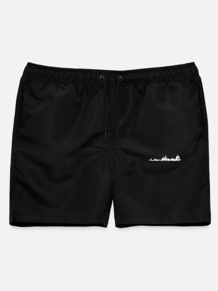 Rostocker Skyline (Vintage/Weiß) Rostock - Männer Badeshorts - Schwarz