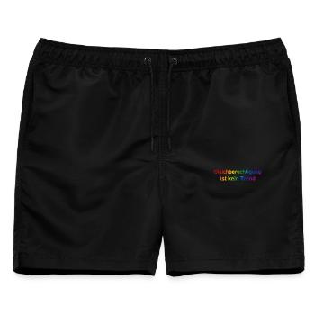 Gleichberechtigung ist kein Trend Regenbogen - Männer Badeshorts - Schwarz - Vorne - AI Model Male 178 light (178cm)