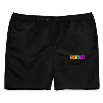 Typo Diversity Rainbow - Männer Badeshorts - Schwarz - Vorne - AI Model Male 178 light (178cm)