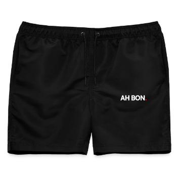NA JA | Minimalistischer humoristischer Ausdruck - Männer Badeshorts - Schwarz - Vorne - AI Model Male 178 light (178cm)