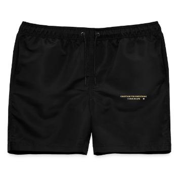 Gratitude – Dankbarkeit und Achtsamkeit Gold - Männer Badeshorts - Schwarz - Vorne - AI Model Male 178 light (178cm)