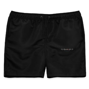Lokomotive mit Herzschlag - Männer Badeshorts - Schwarz - Vorne - AI Model Male 178 light (178cm)