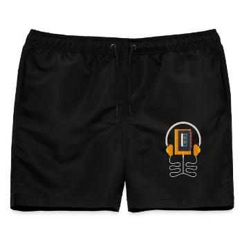 Retro Walkman Kopfhörer Vintage-Mixtape - Männer Badeshorts - Schwarz - Vorne - AI Model Male 178 light (178cm)