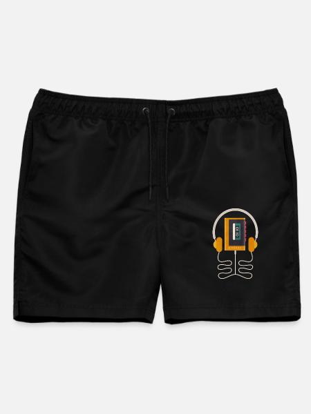 Retro Walkman Kopfhörer Vintage-Mixtape - Männer Badeshorts - Schwarz