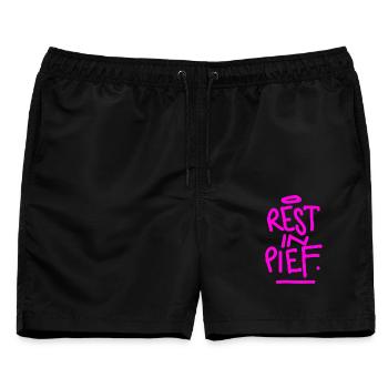 REST IN PIEF (R.I.P.) - Männer Badeshorts - Schwarz - Vorne - AI Model Male 178 light (178cm)