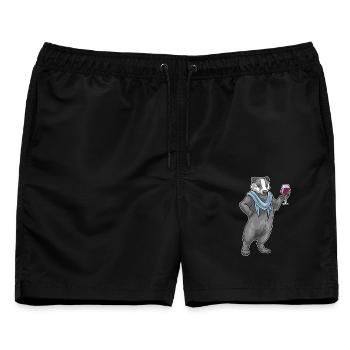 Dachs Rotwein - Männer Badeshorts - Schwarz - Vorne - AI Model Male 178 light (178cm)