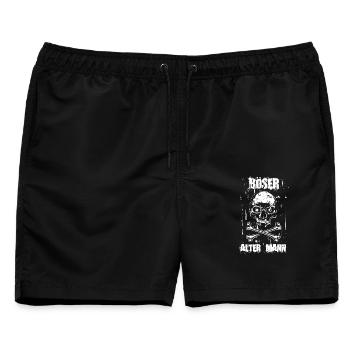 Totenkopf Totenschädel Böser Alter Mann Grunge - Männer Badeshorts - Schwarz - Vorne - AI Model Male 178 light (178cm)
