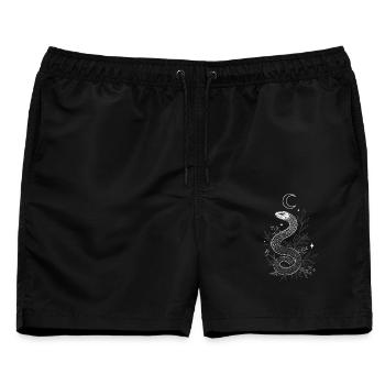 Schlange mit Gräsern im Herbst - Männer Badeshorts - Schwarz - Vorne - AI Model Male 178 light (178cm)