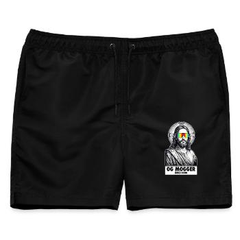 Der OG Mogger Jesus – Lustiges Flex-Meme - Männer Badeshorts - Schwarz - Vorne - AI Model Male 178 light (178cm)