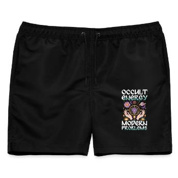  Occult Energy Modern Problems Okkulte Energie - Männer Badeshorts - Schwarz - Vorne - AI Model Male 178 light (178cm)
