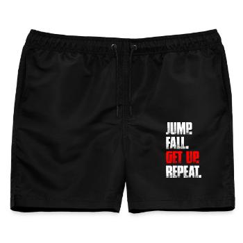 Jump fall get up Fahrrad Mountainbike MTB Downhill - Männer Badeshorts - Schwarz - Vorne - AI Model Male 178 light (178cm)