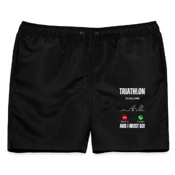 Triathlon ruft und ich muss Ausdauer machen - Männer Badeshorts - Schwarz - Vorne - AI Model Male 178 light (178cm)