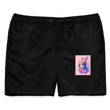 Hase im digitalen Stil - Männer Badeshorts - Schwarz - Vorne - AI Model Male 178 light (178cm)