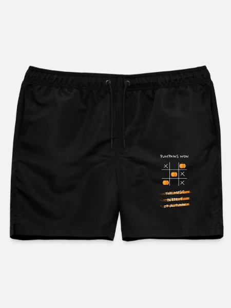 Kürbis Tic Tac Toe Design - Männer Badeshorts - Schwarz