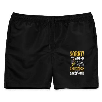 Saxofon - Männer Badeshorts - Schwarz - Vorne - AI Model Male 178 light (178cm)