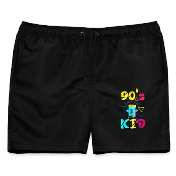 90s Kid Forever – Retro-T-Shirt für Fans der 90er - Männer Badeshorts - Schwarz - Vorne - AI Model Male 178 light (178cm)