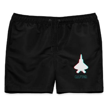 F22 Raptor Kampfjet Glitch Streetwear - Männer Badeshorts - Schwarz - Vorne - AI Model Male 178 light (178cm)