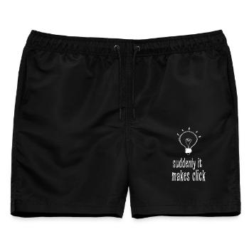 Plötzlich macht es Klick-Überdenker-Humor - Männer Badeshorts - Schwarz - Vorne - AI Model Male 178 light (178cm)