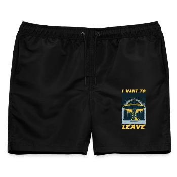 Ich möchte den Humor verlassen, ausbrennen und fliehen - Männer Badeshorts - Schwarz - Vorne - AI Model Male 178 light (178cm)