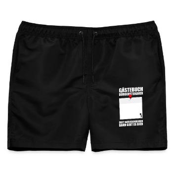 Gästebuch Bürgersteigbier Ortskontrollfahrt OKF - Männer Badeshorts - Schwarz - Vorne - AI Model Male 178 light (178cm)