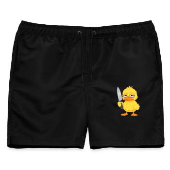 frustrierte Ente mit Messer - Männer Badeshorts - Schwarz - Vorne - AI Model Male 178 light (178cm)