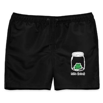 hilfe (leise) – Frosch im Glas Meme - Männer Badeshorts - Schwarz - Vorne - AI Model Male 178 light (178cm)