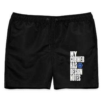 Spinnennetz – My Cobweb Has Design Notes - Männer Badeshorts - Schwarz - Vorne - AI Model Male 178 light (178cm)