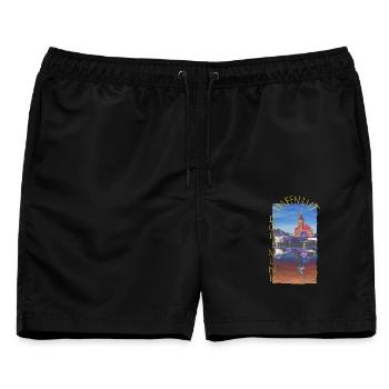 Historisches Dortmunder Hafenamt - Männer Badeshorts - Schwarz - Vorne - AI Model Male 178 light (178cm)