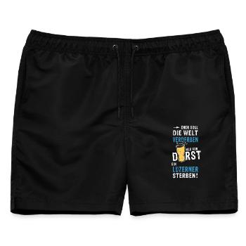 eher soll die Welt verderben als vor Durst ein Luz - Männer Badeshorts - Schwarz - Vorne - AI Model Male 178 light (178cm)