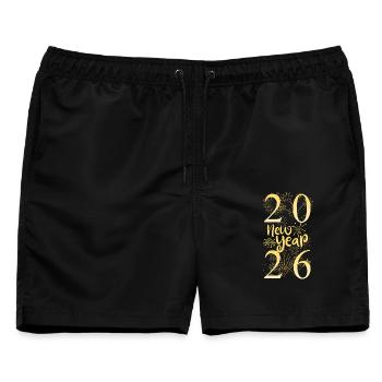 Frohes neues Jahr 2026 Neujahr Neujahr Neujahr - Männer Badeshorts - Schwarz - Vorne - AI Model Male 178 light (178cm)